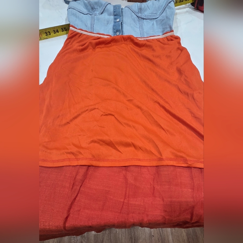 Chic Denim and Rust Maxi Dress Size Smal NWOT - Picture 9 of 15